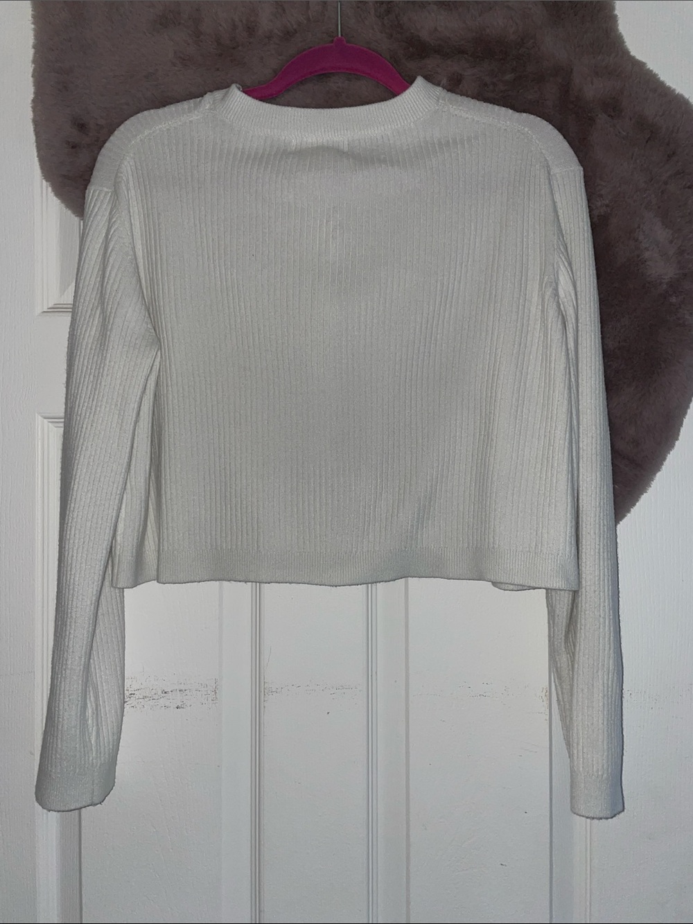 Jessica Simpson White Ribbed Button-Front Cardigan - Picture 4 of 4